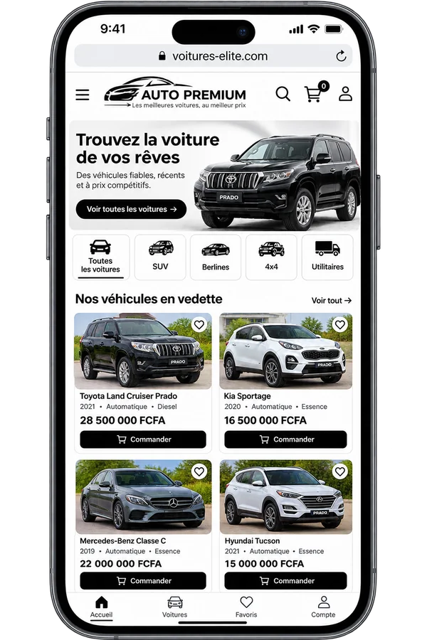 Thème de boutique Auto Premium — Véhicules